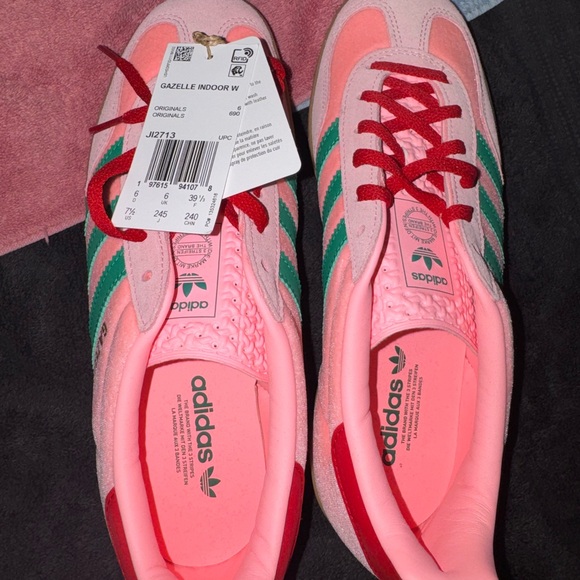 adidas Gazelle Indoor Pink Green Sneakers Women’s Size 7.5 NEW Retro OG Suede - Picture 2 of 4